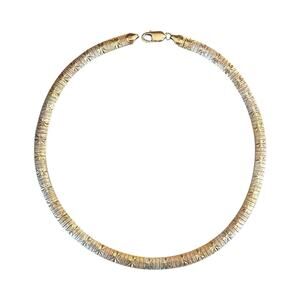 1980s Italian .925 Silver Tri-Tone Gold Overlay Star Motif Omega Choker Necklace